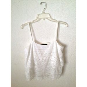 White Crochet Sleeveless Crop Top